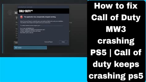 call of duty mw3 keeps crashing ps5
