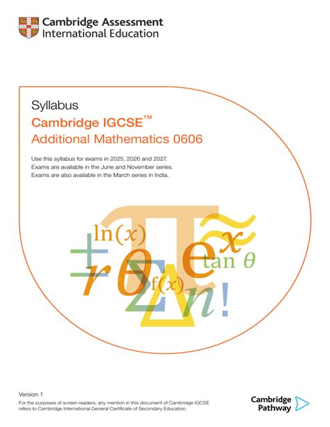 cambridge igcse additional mathematics syllabus 2025
