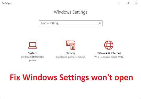 can't access settings windows 10