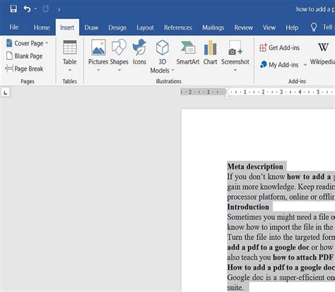 can't add pdf to word