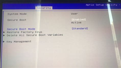 can't disable secure boot