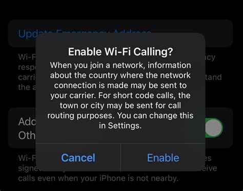 can't enable wifi calling on iphone