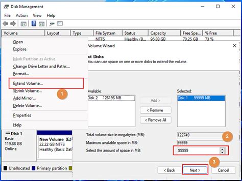 can't extend volume partition