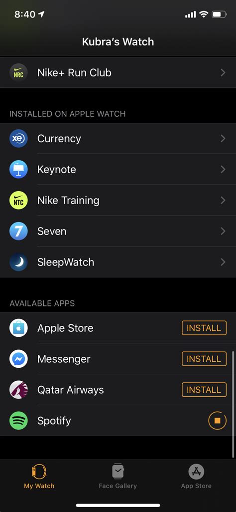 can't install spotify app on apple watch