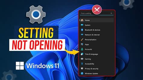 can't open settings in windows