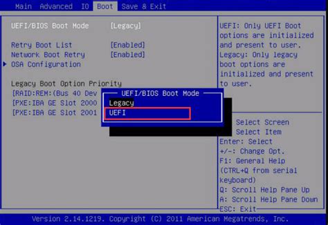 can boot in uefi mode only