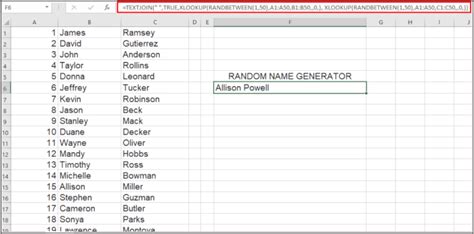 can excel generate random names