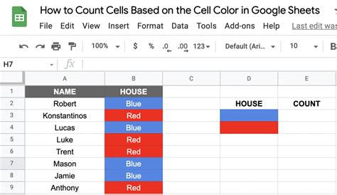can google sheets count colored cells