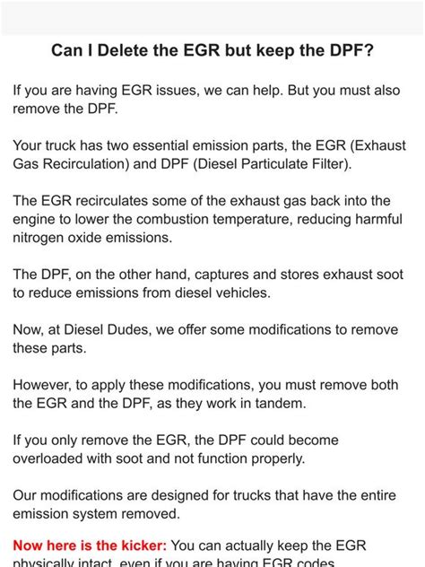 can i delete egr and keep dpf