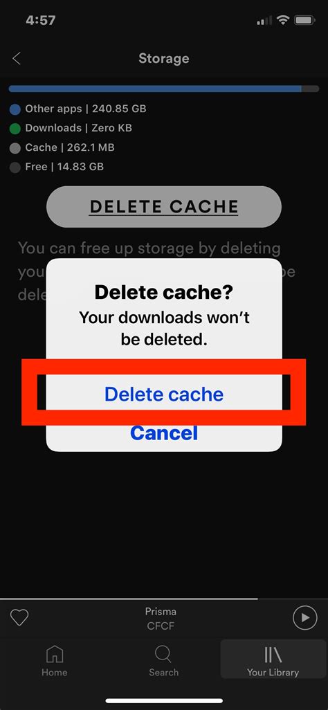can i delete spotify local cache