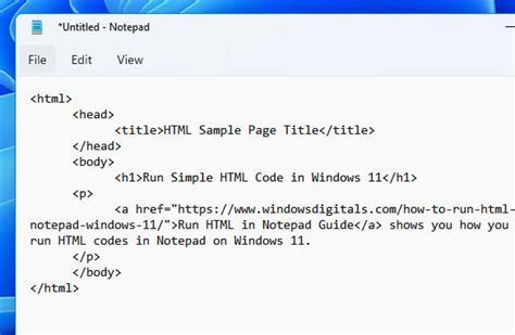 can i write html code in notepad
