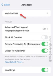 can t remove website data from safari