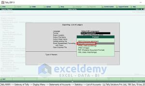 can we export all ledgers from tally to excel