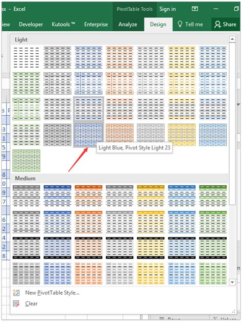 can you color code a pivot table