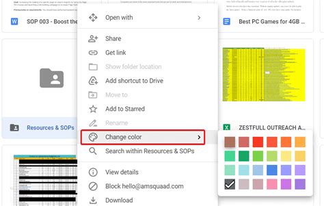 can you color code folders in google drive