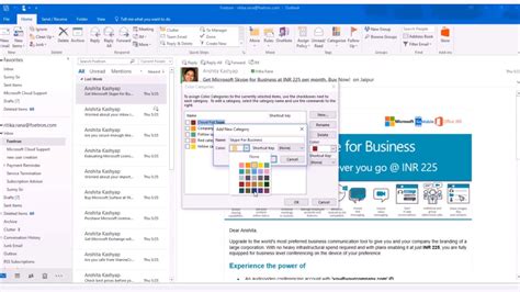 can you color code folders in outlook email