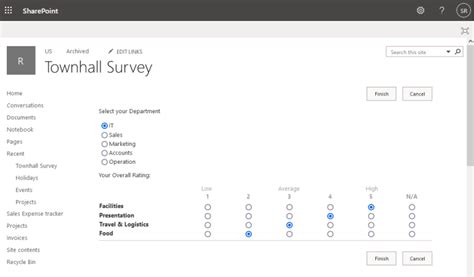 can you create a survey in sharepoint