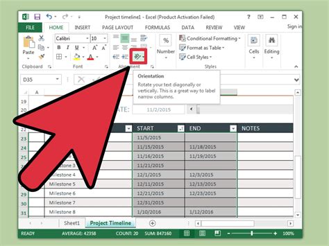 can you create a timeline in excel