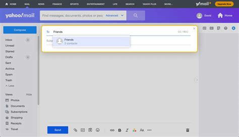 can you create an email group in yahoo