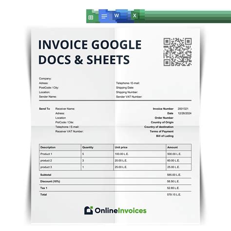 can you create an invoice in google docs