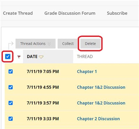 can you delete discussion posts on blackboard