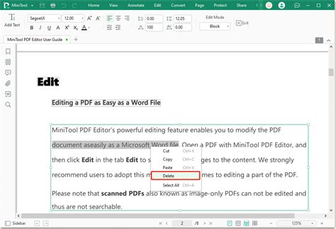 can you delete text from a pdf