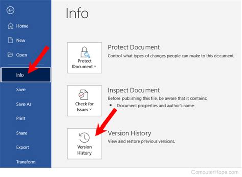 can you delete version history in word