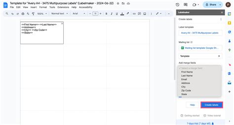 can you do mail merge labels in google docs