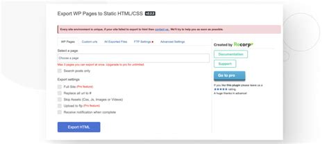can you export wordpress to html