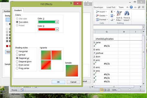 can you fill half cell excel