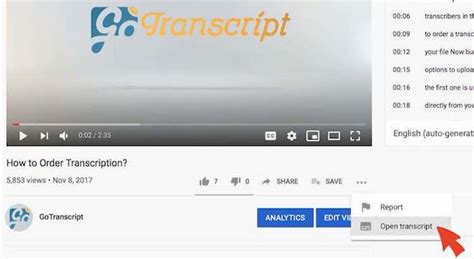 can you get a transcript from a youtube video