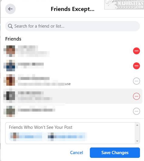 can you hide friends from seeing your posts on facebook