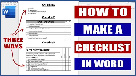 can you make a checklist in word