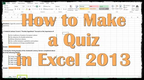 can you make a quiz in excel