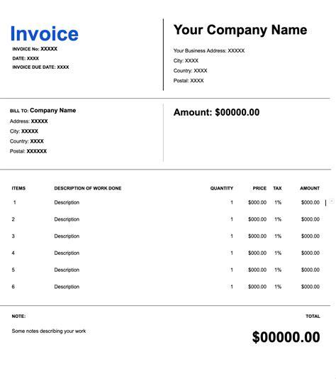 can you make an invoice on google docs