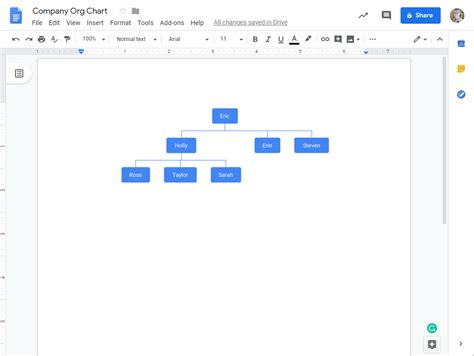 can you make an organizational chart in google docs