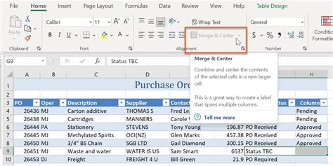 can you merge header in excel
