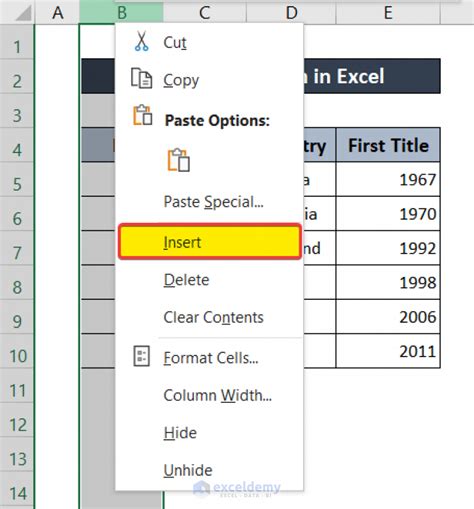 can you move rows down in excel