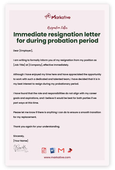 can you resign with immediate effect while in probation period