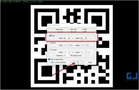 can you resize a qr code