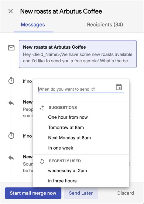 can you schedule a mail merge