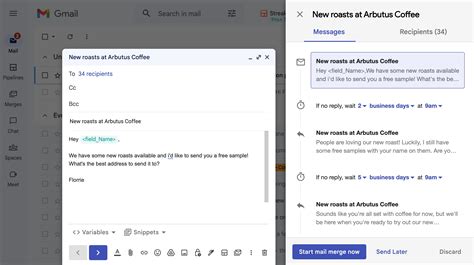 can you schedule send a mail merge in gmail