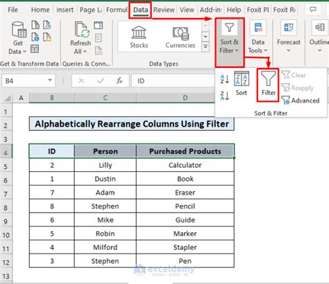 can you sort columns alphabetically in excel