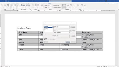 can you sort numbers in word