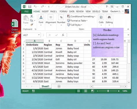 can you use sticky notes in excel