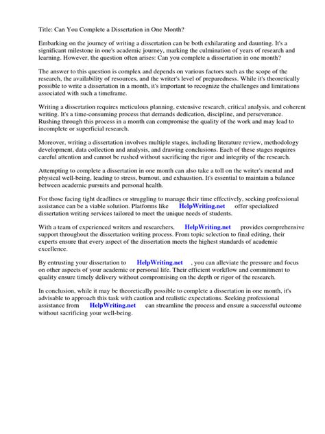 can you write a phd thesis in one month