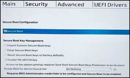 cannot enable secure boot in bios hp