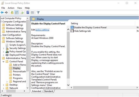 cannot open display settings windows 10