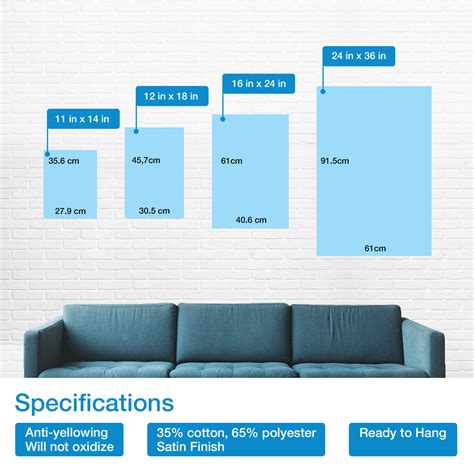 canvas size chart in cm