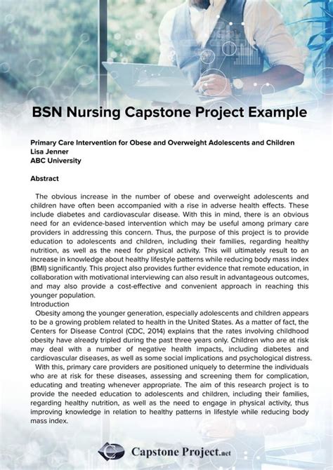capstone project examples nursing